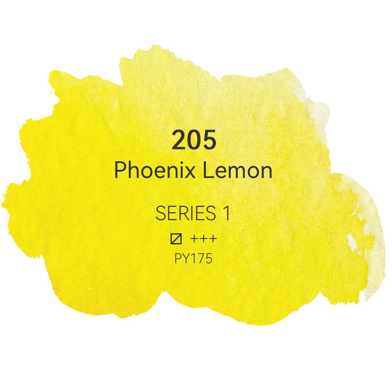 PHOENIX Professional Watercolor Paint - Single Watercolor Half Pan - Phoenix Lemon 205 - Image 2
